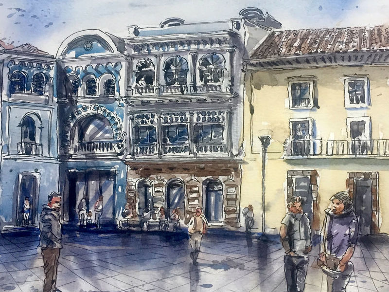 Esquina en la Plaza del Teatro - López Mauricio Arturo | ARTEX